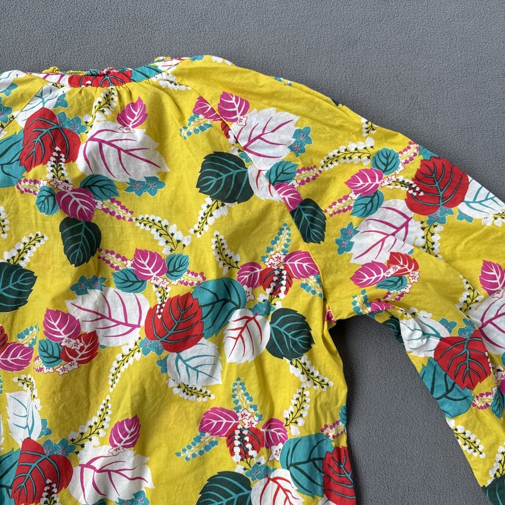 Boden Popover Top Floral Long Sleeve Leaves‎ Blouse UK 10 Sz US 6 Yellow - Picture 6 of 10